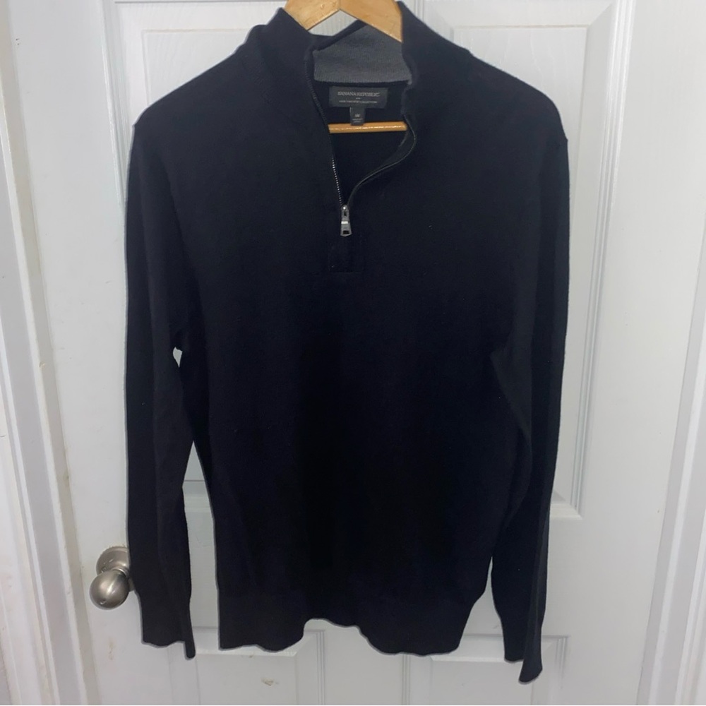 Banana Republic Men Black Half Zip Pullover Size M